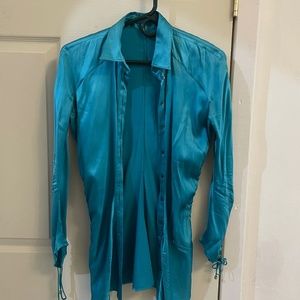 Roberto Cavalli blue silk blouse